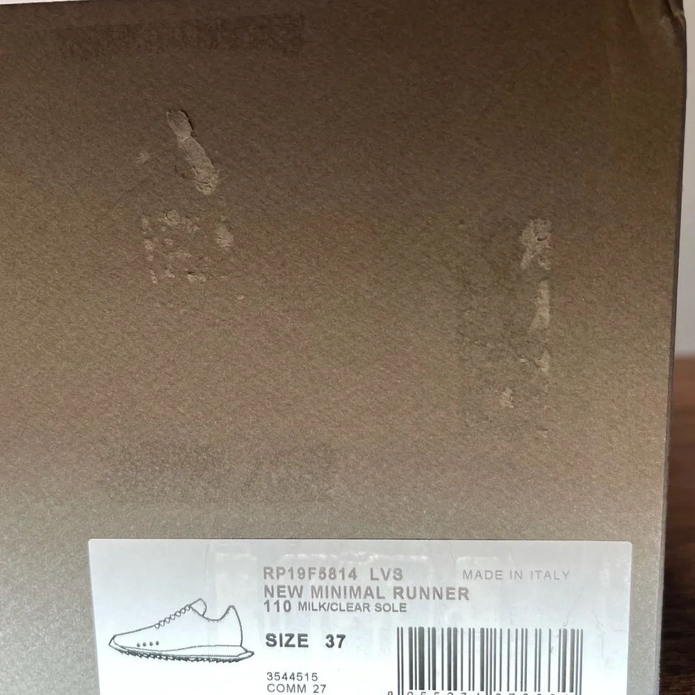 𝅺RICK Owens New Minimal Runner Sneaker In 110 Milk/Clear Size 7 EU37
